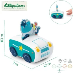 Miękkie auto z napędem pull-back Nosorożec Marius 18 m+