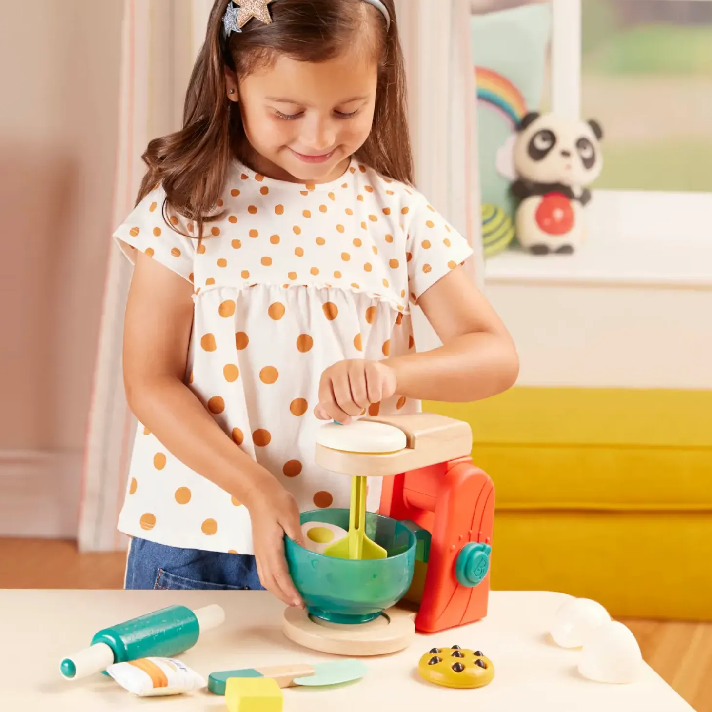 Mini Chef – Mix & Bake Playset – drewniany mikser z akcesoriami i składnikami do pieczenia ciast