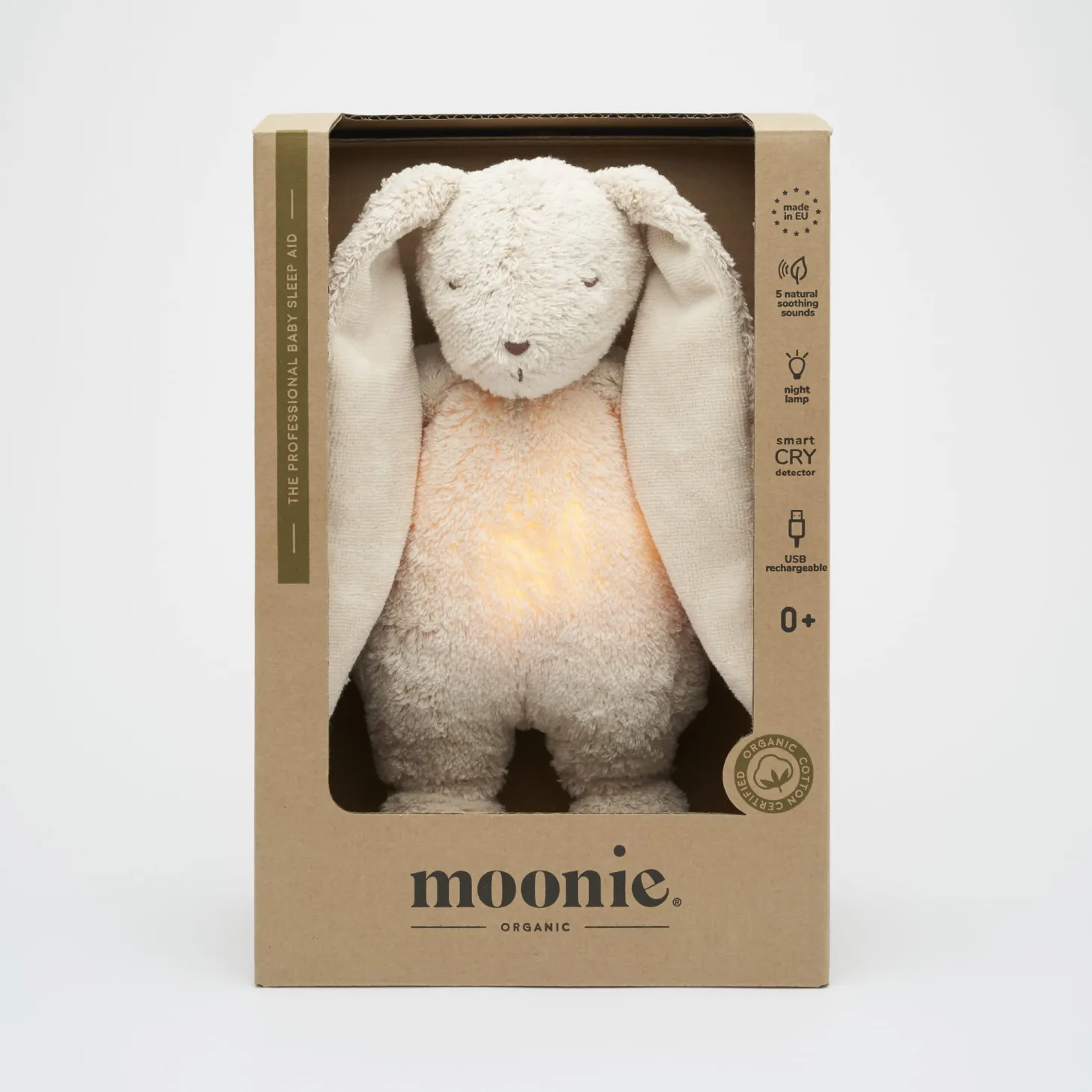 Moonie NATUR 2.0 - szumiący króliczek z lampką - SAND