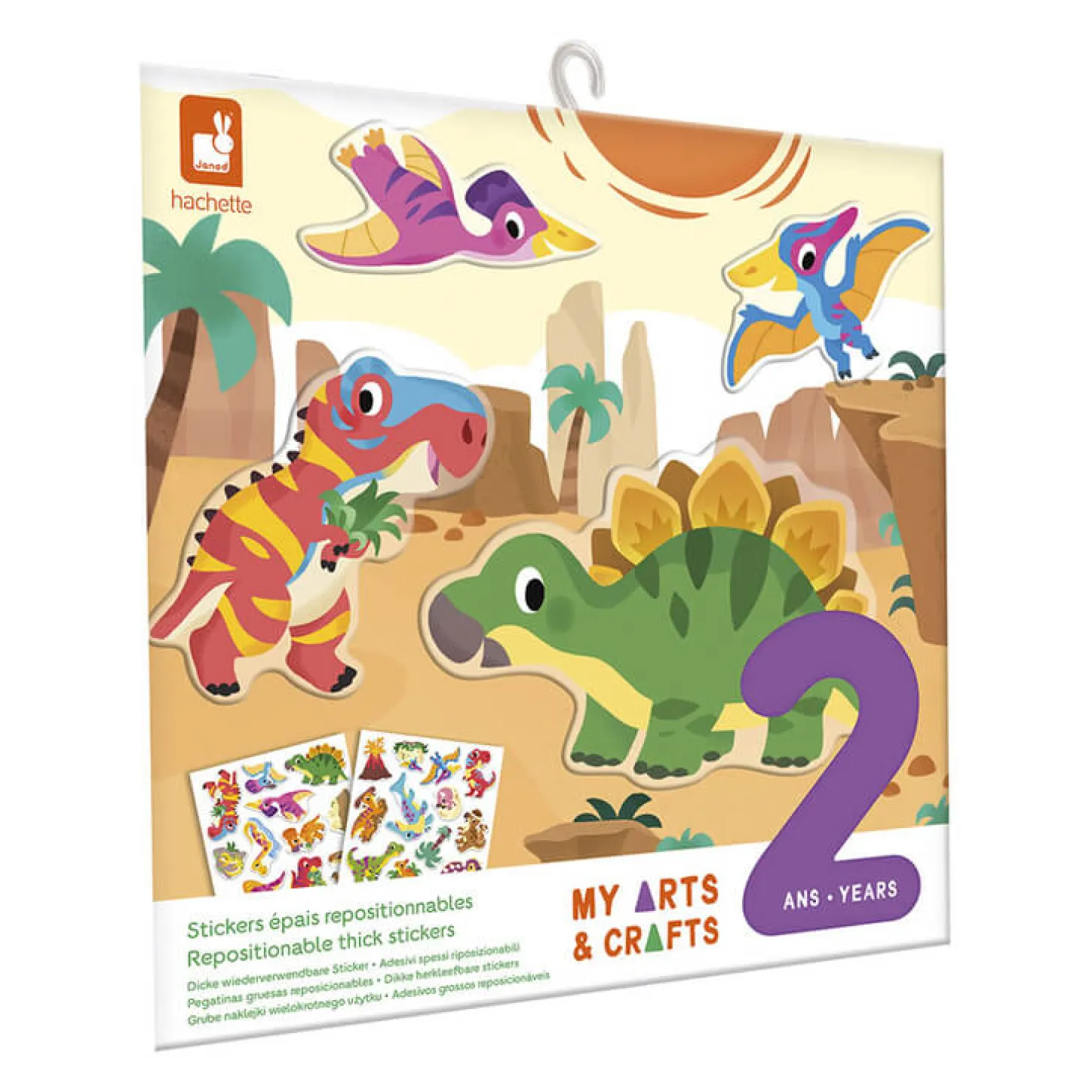 Multizestaw kreatywny 2-latka My arts & crafts Grube naklejki wielorazowe Dinozaury 2+