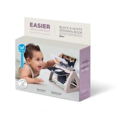Obracająca się książeczka grzechocząca Tummy Time - Czarno-Biała