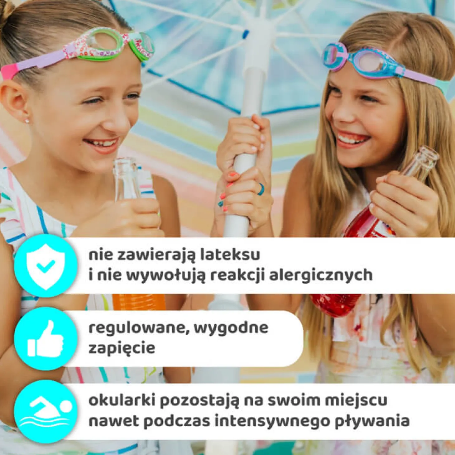 Okulary do pływania Aqua2ude - Uroczy jednorożec turkus 3+