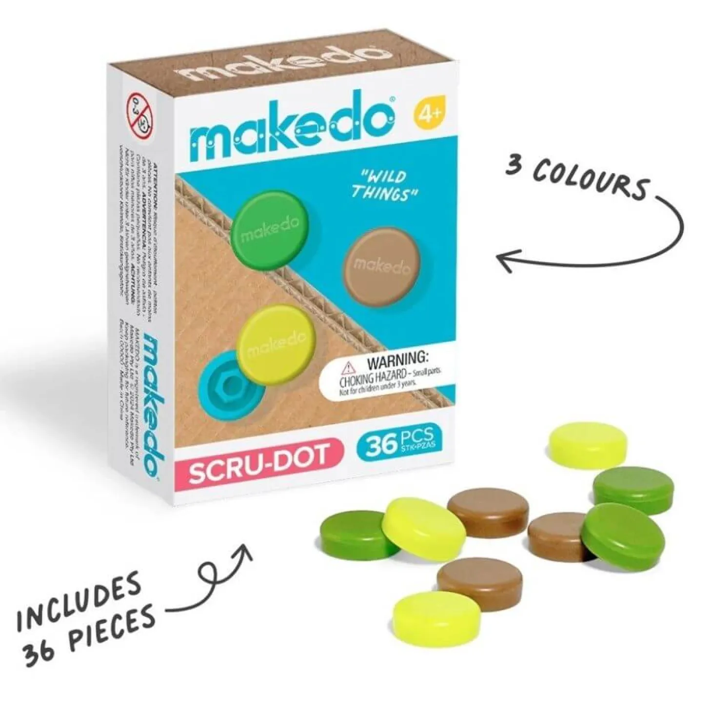 Ozdobne nakładki na śrubki Scru-Dot Makedo - Wild Things 36 el.