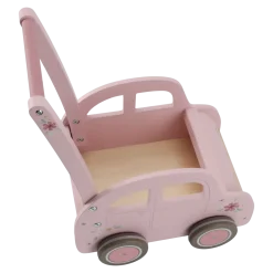 Pchacz wózeczek drewniany na zabawki Pink FSC
