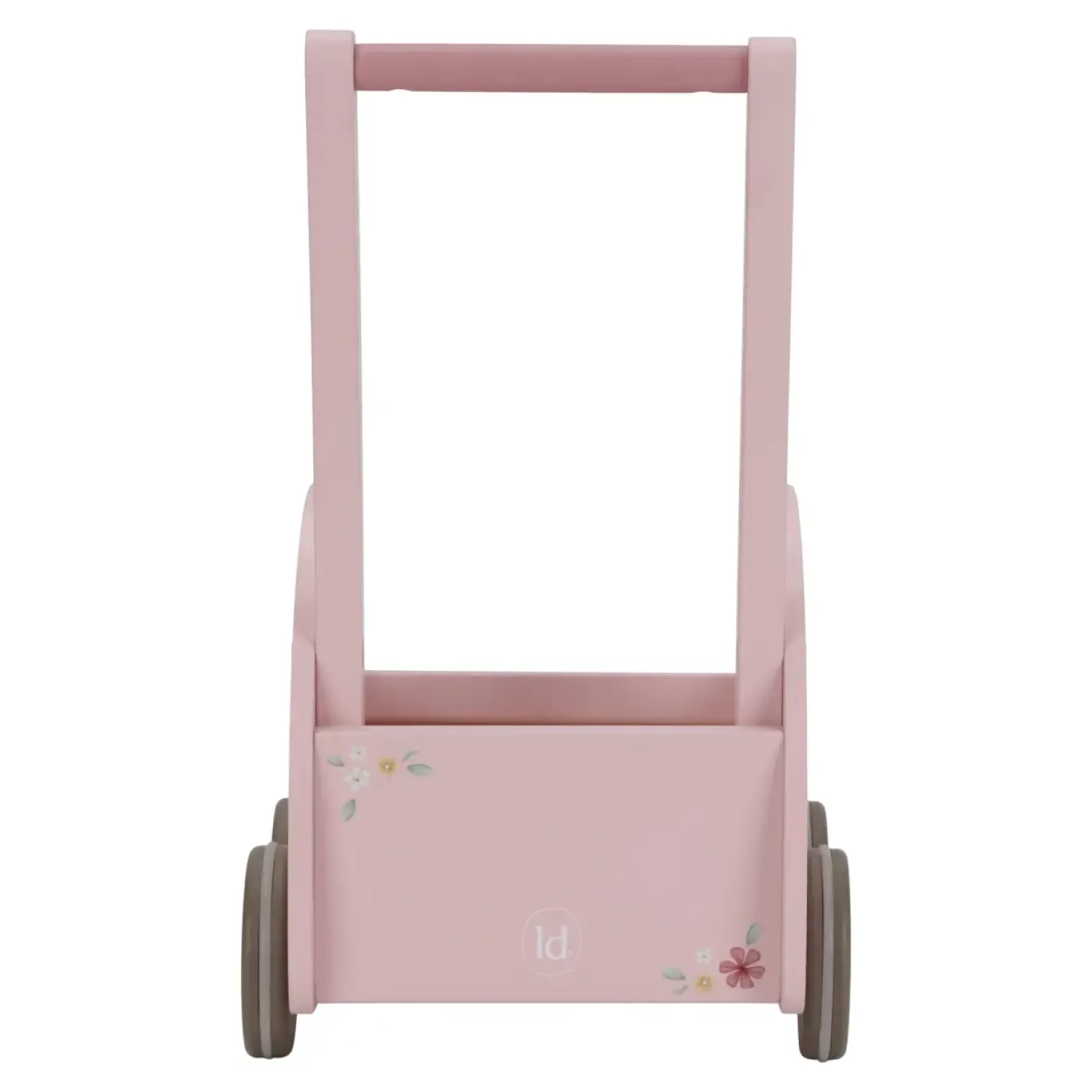 Pchacz wózeczek drewniany na zabawki Pink FSC