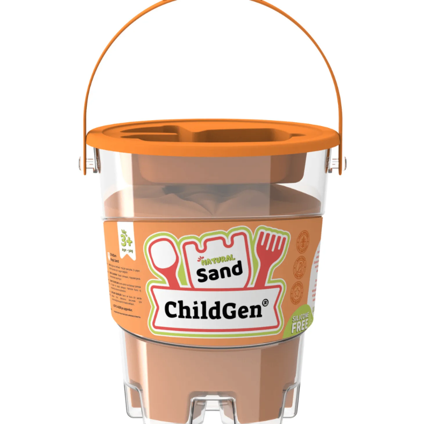 Piasek kinetyczny z foremką, 100% naturalny POMARAŃCZOWY, 500g