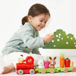 Pociąg z klockami i figurkami do ciągnięcia Farma 12m+