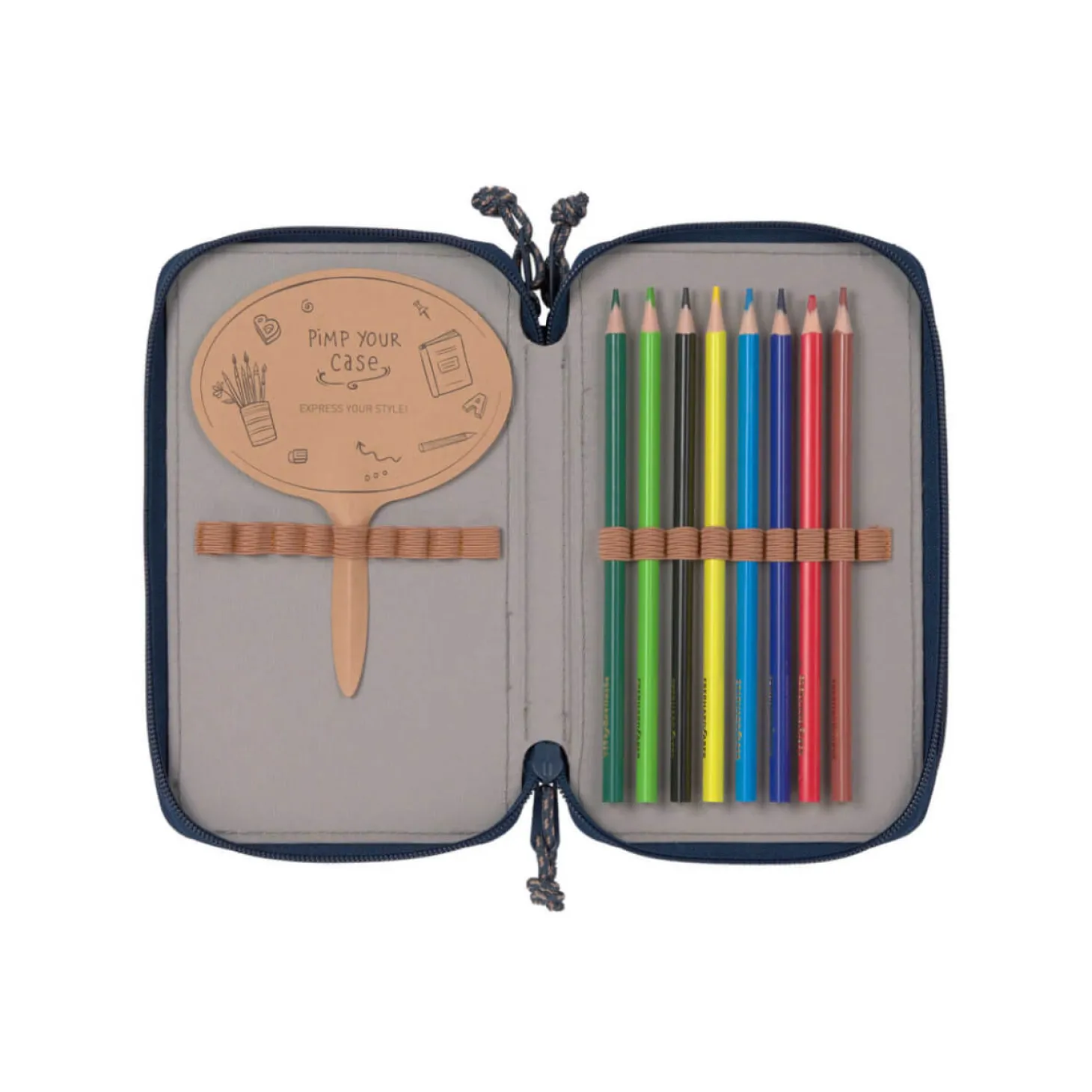 Potrójny piórnik – etui z wyposażeniem Unique, navy