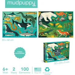 Puzzle dwustronne Drapieżniki lądowe i wodne 100 elementów 6+