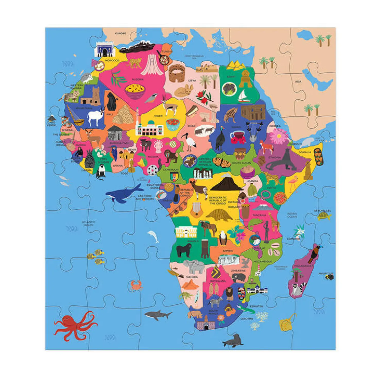 Puzzle konturowe Mapa Afryki 70 elementów 5+