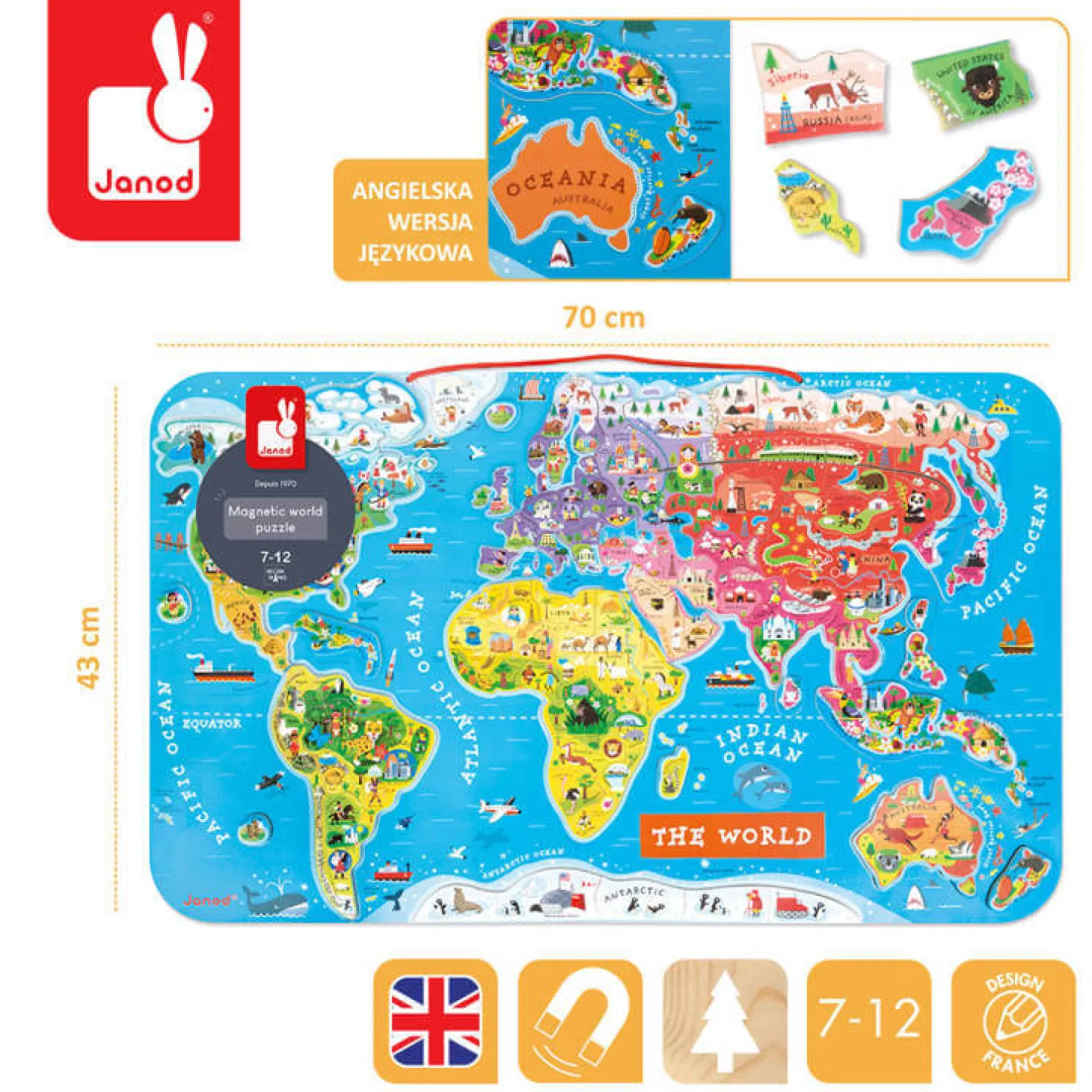 Puzzle magnetyczne Mapa świata
