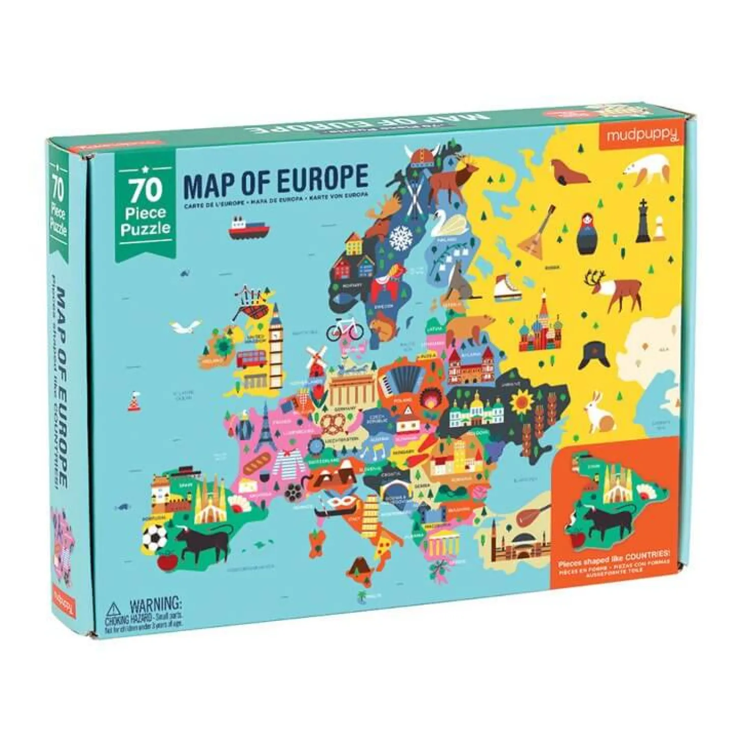 Puzzle Mapa Europy z elementami w kształcie państw 5+
