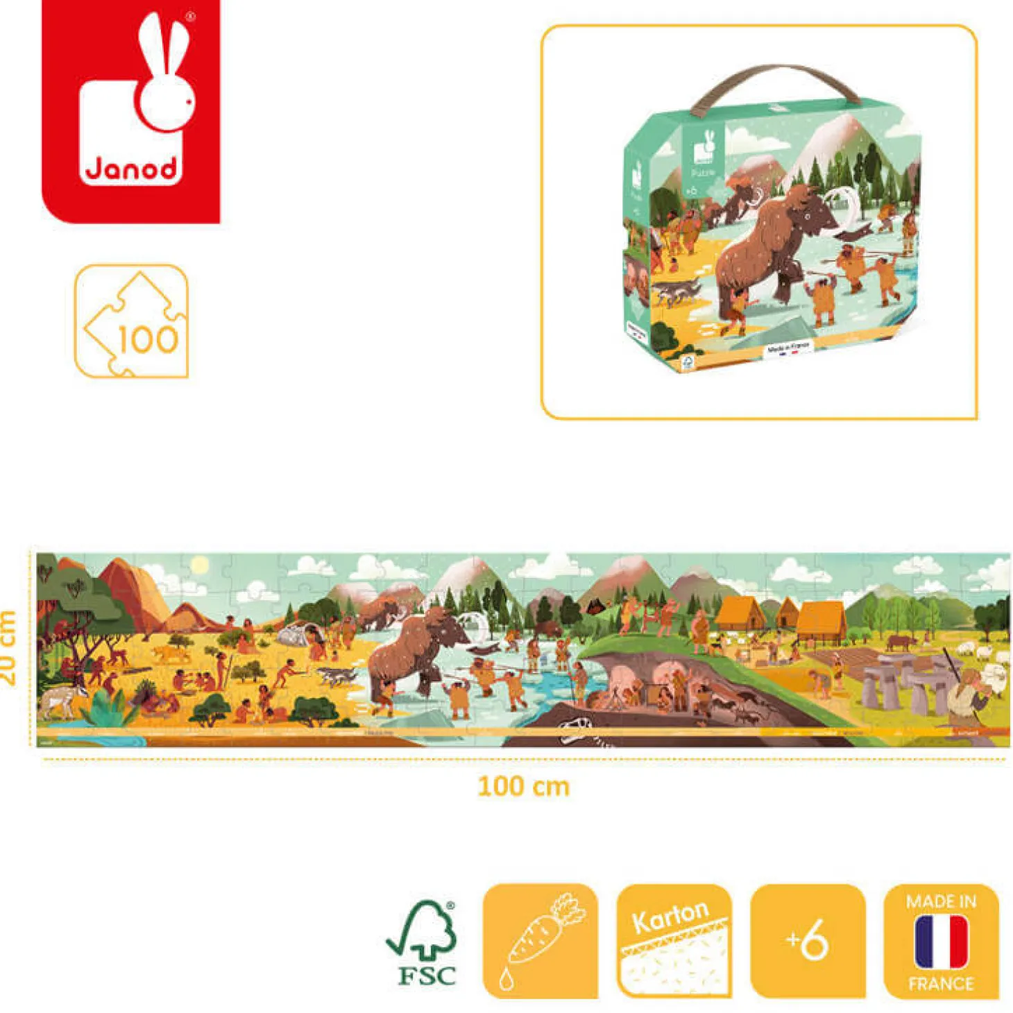 Puzzle panoramiczne w walizce Prehistoria 100 elementów