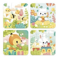 Puzzle progresywne w walizce Zwierzątka Pure 4 układanki – 6, 9, 12 i 16 elementów 2+