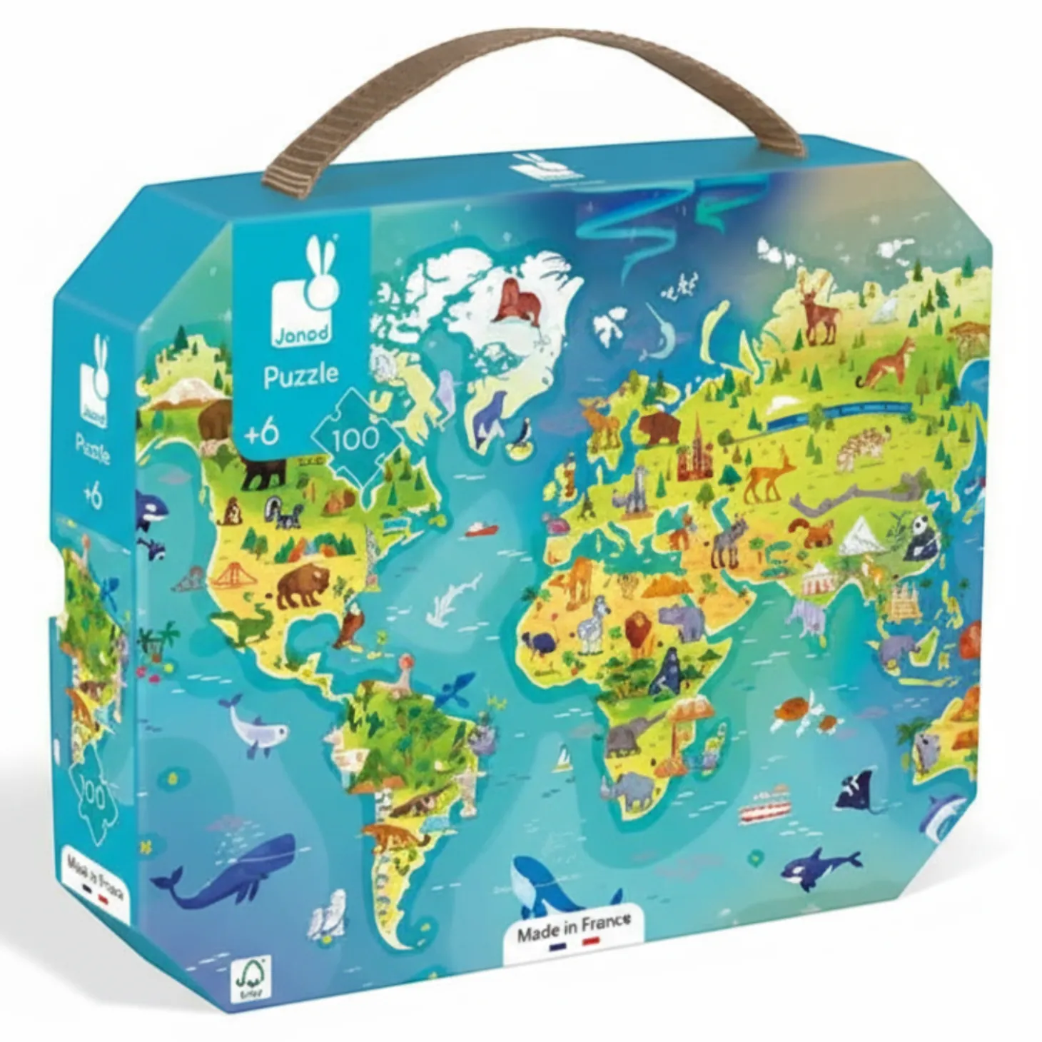 Puzzle w walizce Mapa świata 100 elementów 6+