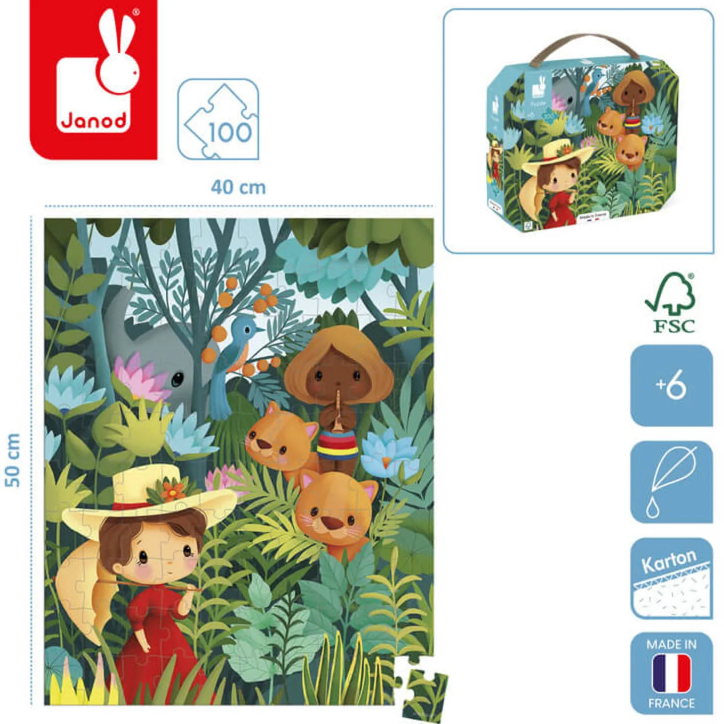Puzzle w walizce Obraz inspirowany twórczością Rousseau 100 elementów 6+