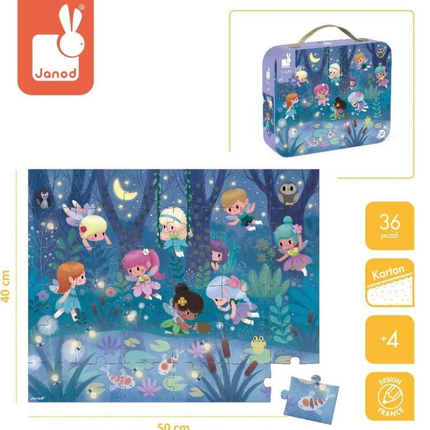 Puzzle w walizce Wróżki i lilie wodne - 36 elementów 4+