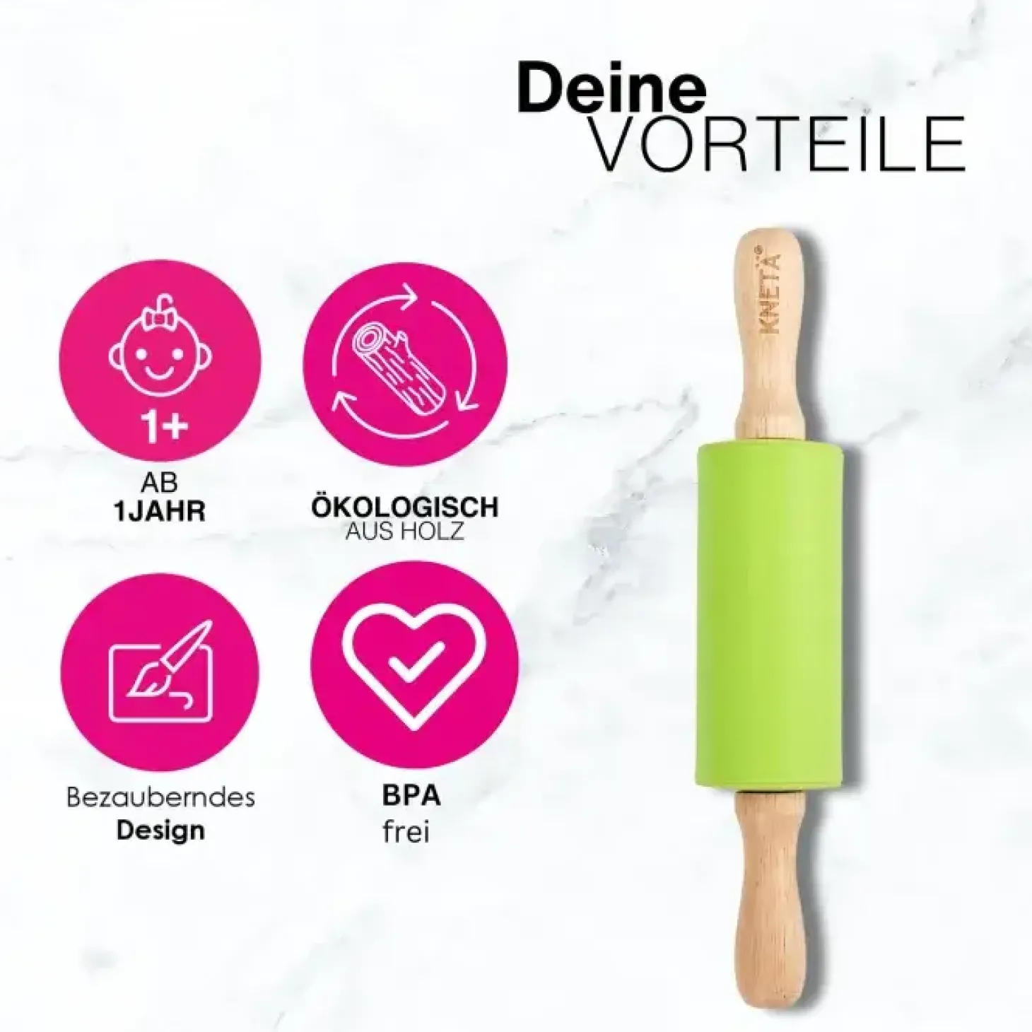 Silikonowy wałek do ciastoliny Rolli - zielony