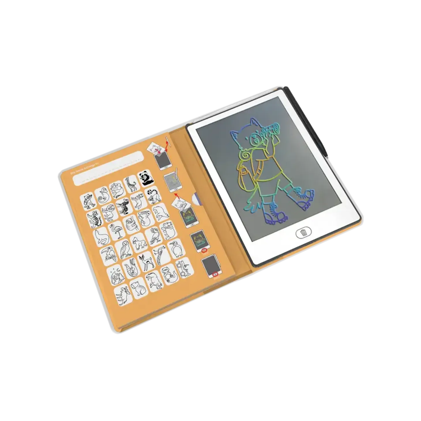 Tablet graficzny z szablonami do rysowania KIDYDRAW-MINI - zwierzęta