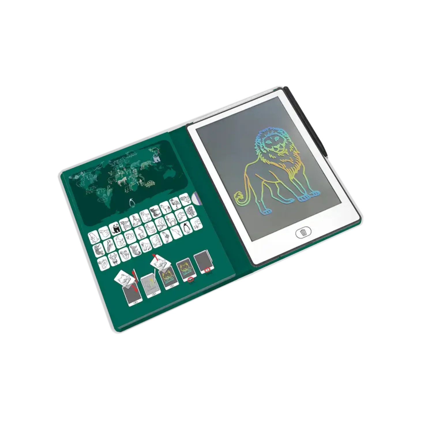 Tablet graficzny z szablonami do rysowania KIDYDRAW-MINI - zwierzęta dookoła świata