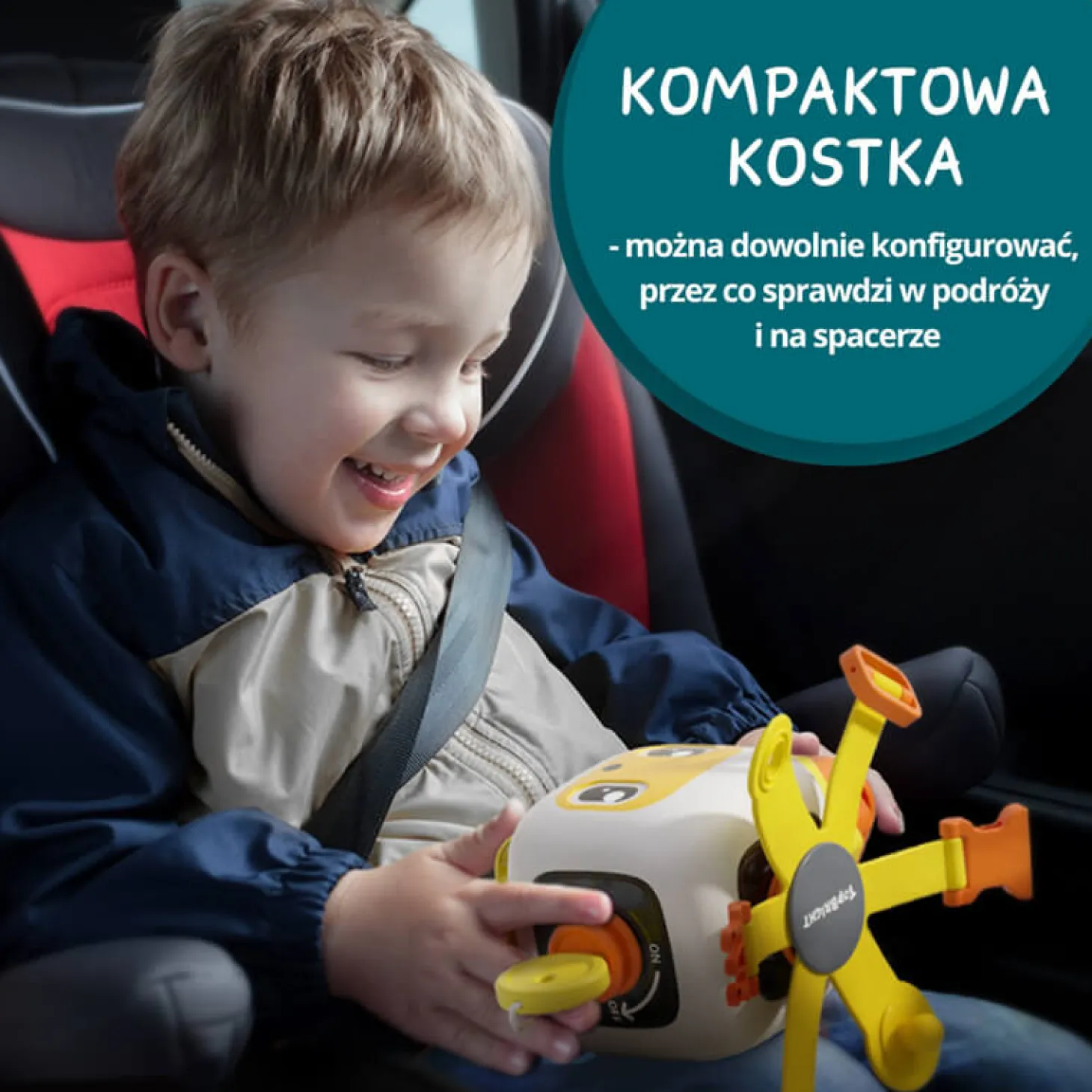Tablica manipulacyjna z kostką i doczepianymi elementami, 1+