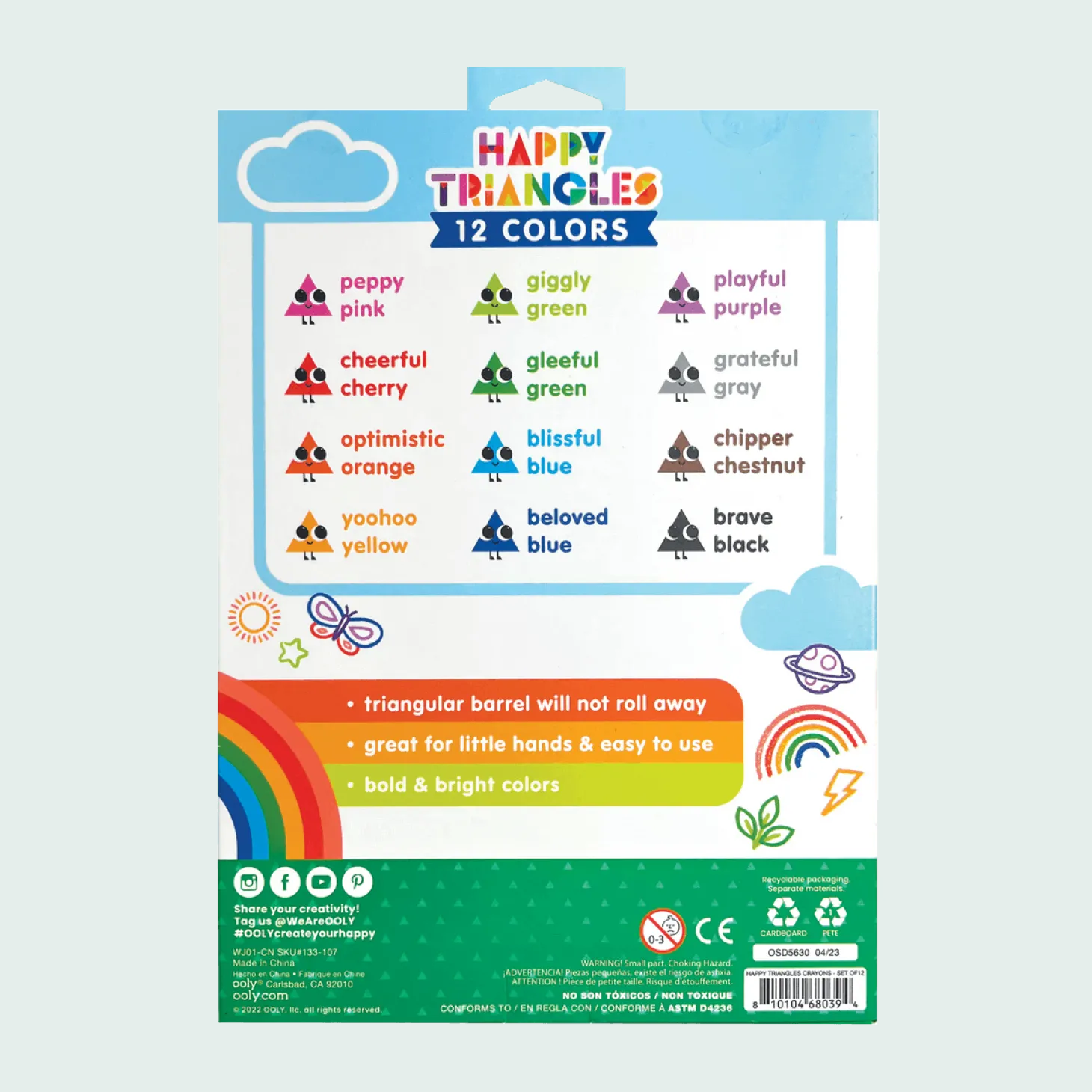 Trójkątne Kredki Malucha Jumbo, Happy Triangles - 12 szt.