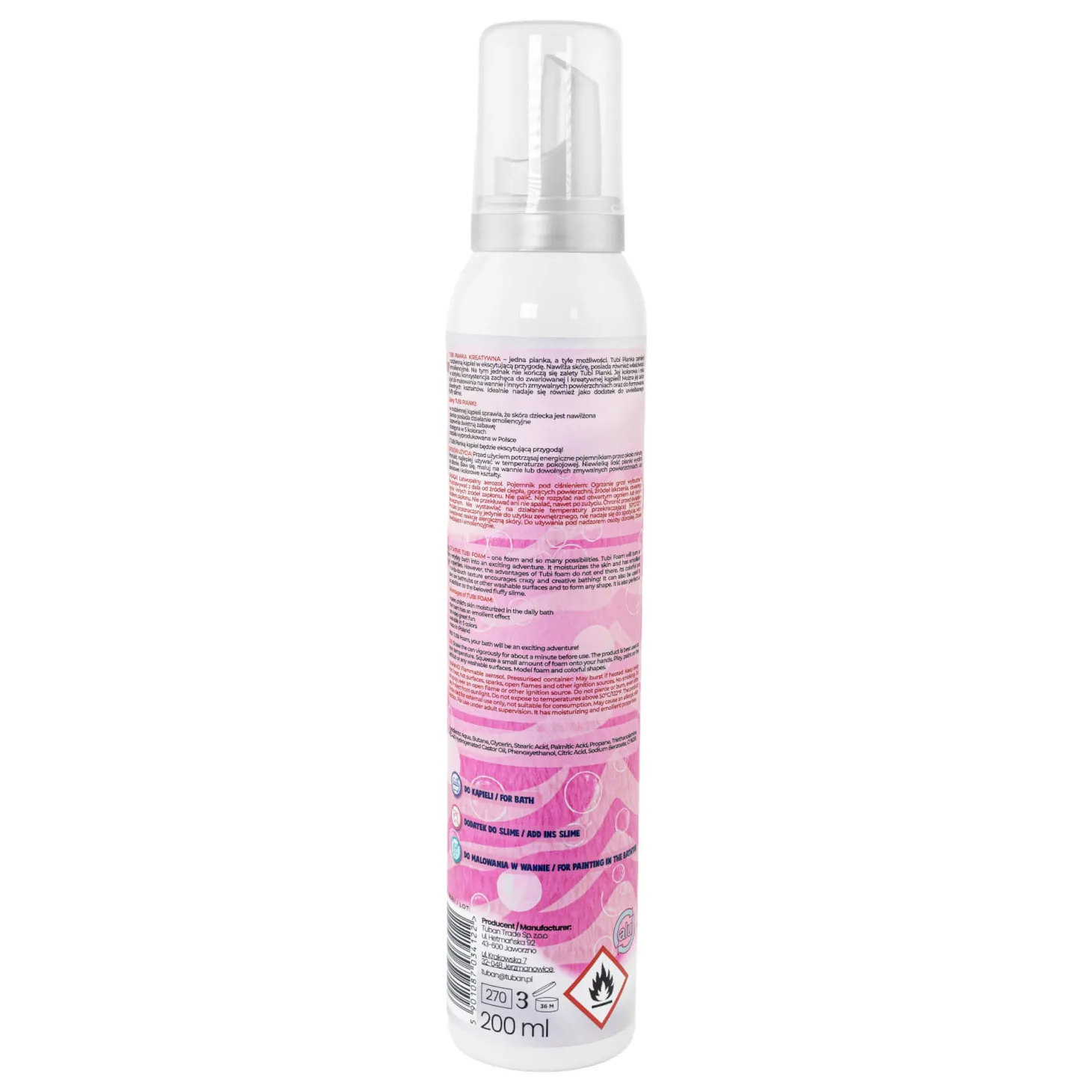 Tubi Pianka - różowa, 200 ml