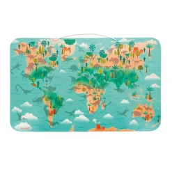 Układanka drewniana magnetyczna Mapa świata z 50 magnesami Dinozaury 7+