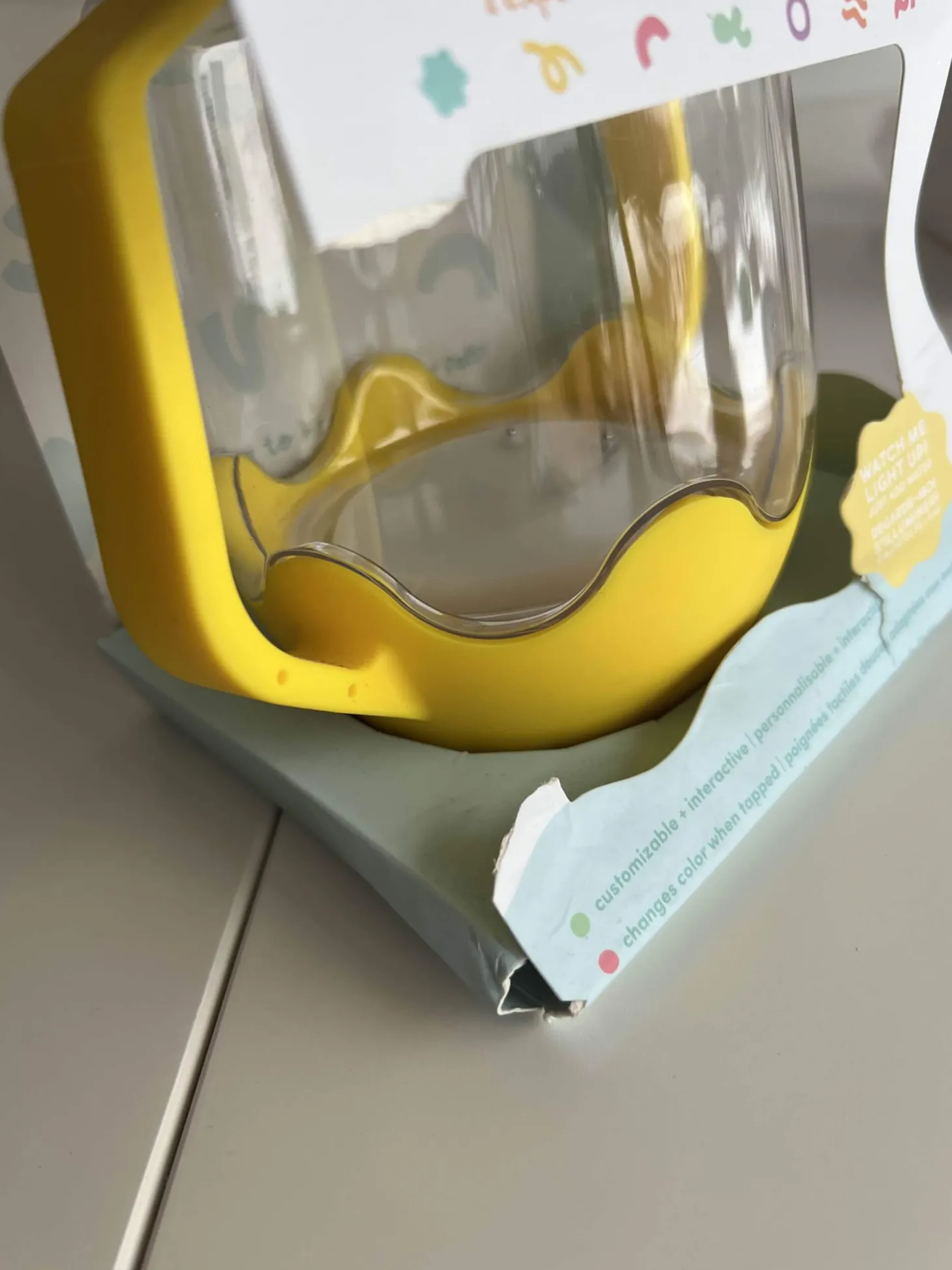 USZKODZONE OPAKOWANIE: Słoik sensoryczny do napełnienia wodą - żółty