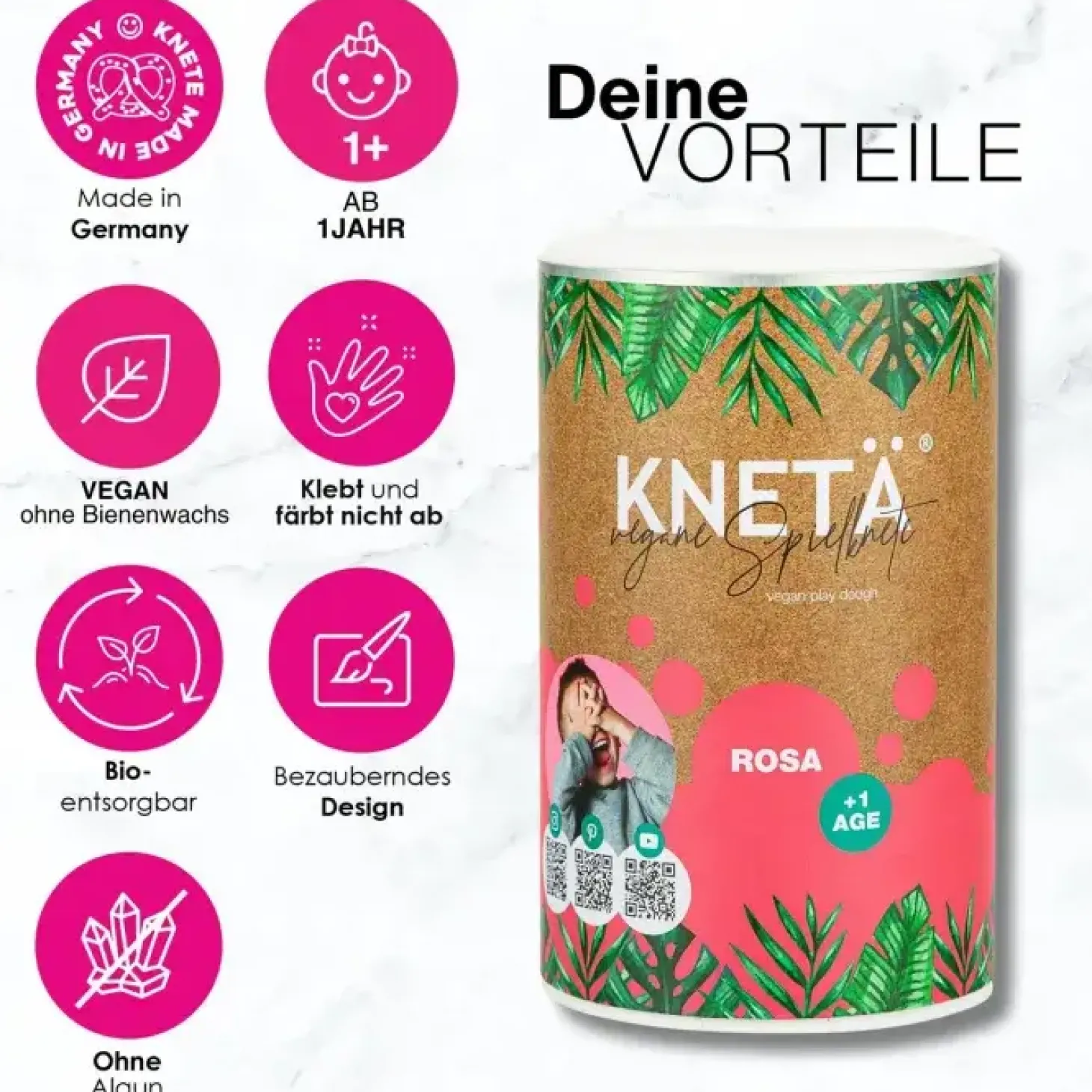 Wegańska masa plastyczna w puszce XXL, 1kg - rosa