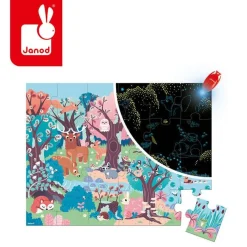 Świecące puzzle z mini-lampką UV Las 24 elementy 3+