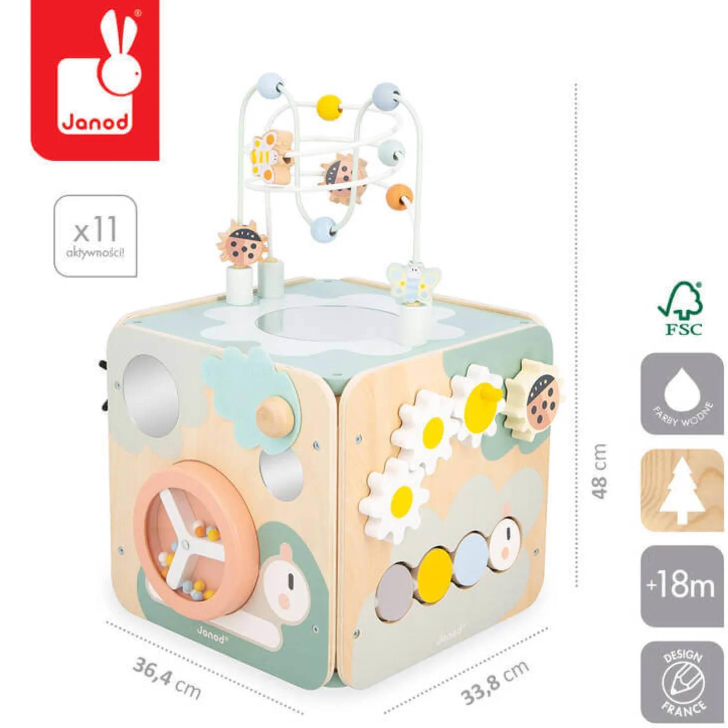 Wielofunkcyjna kostka edukacyjna z pętlą duża Sweet Cocoon