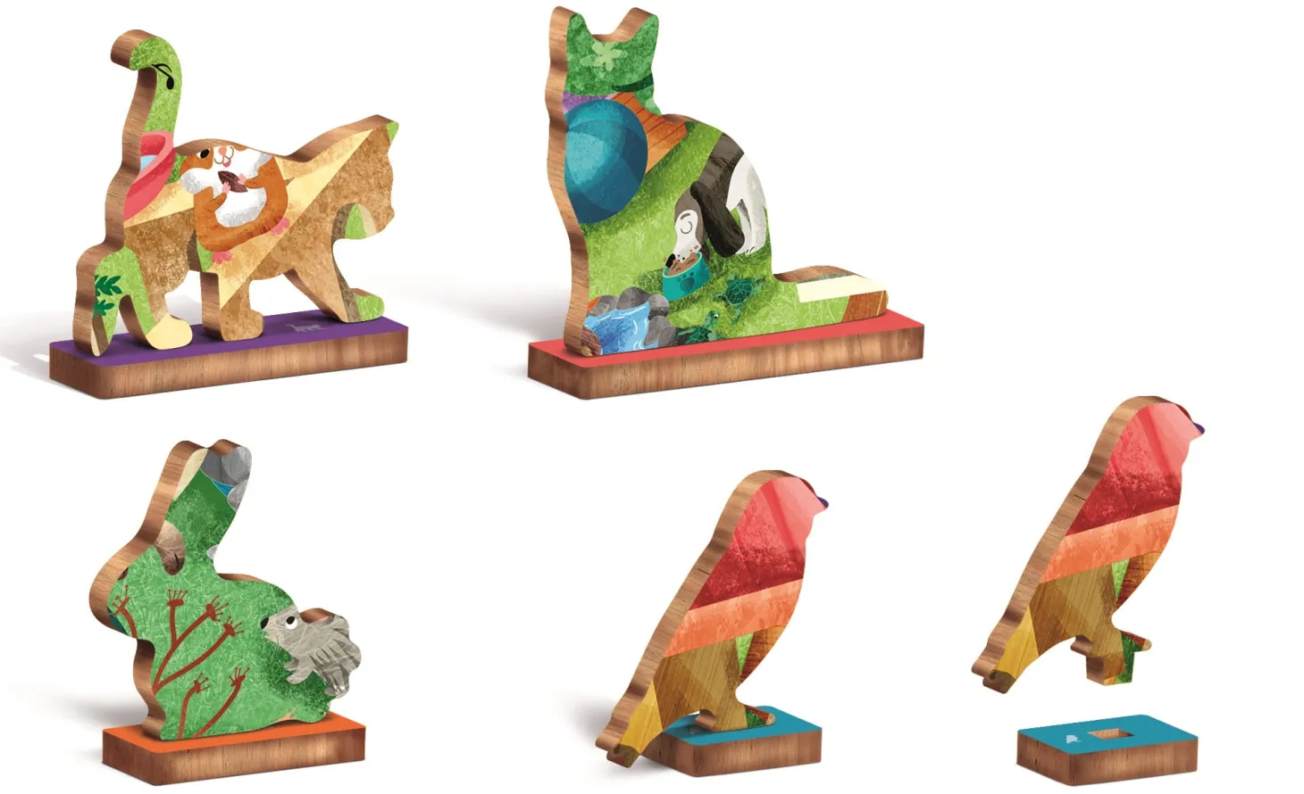 WOODY PUZZLE – drewniane puzzle konturowe – ZWIERZĘTA DOMOWE