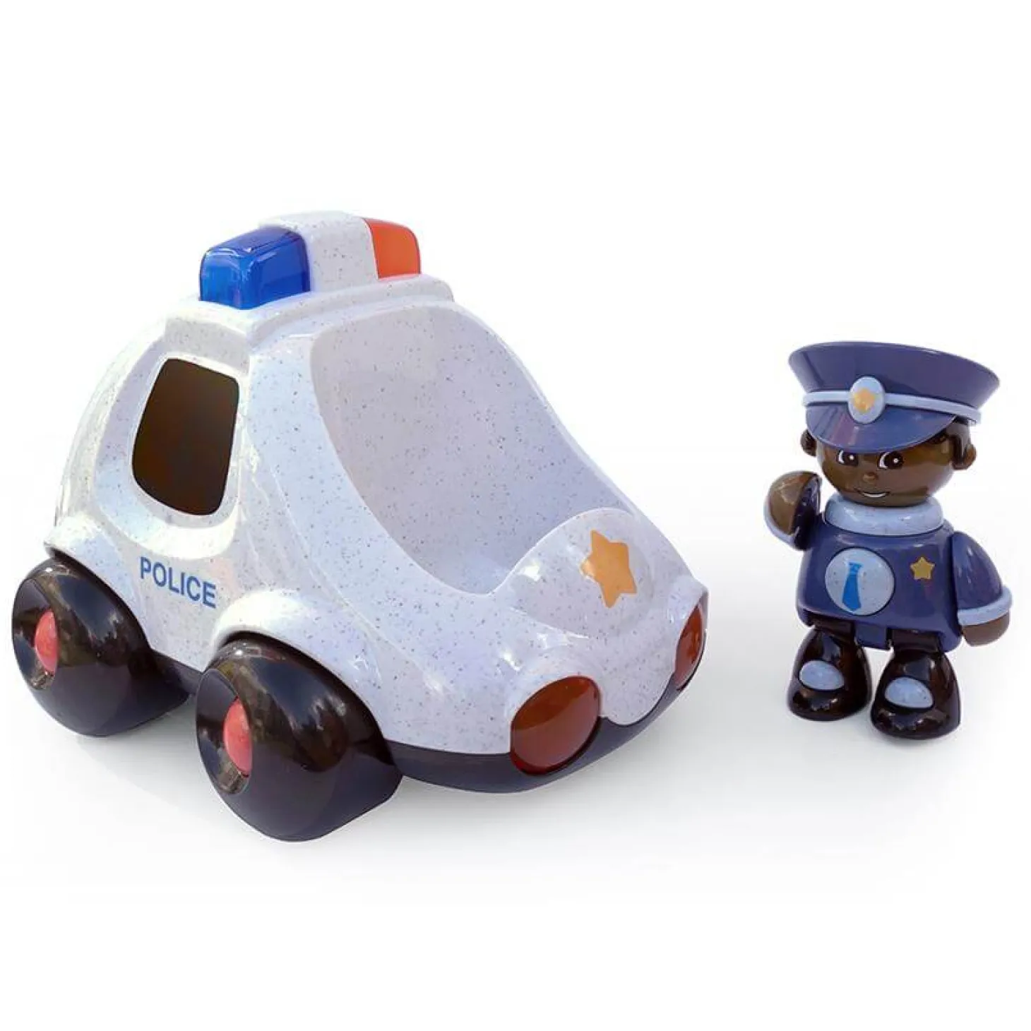 Wóz policyjny z policjantem