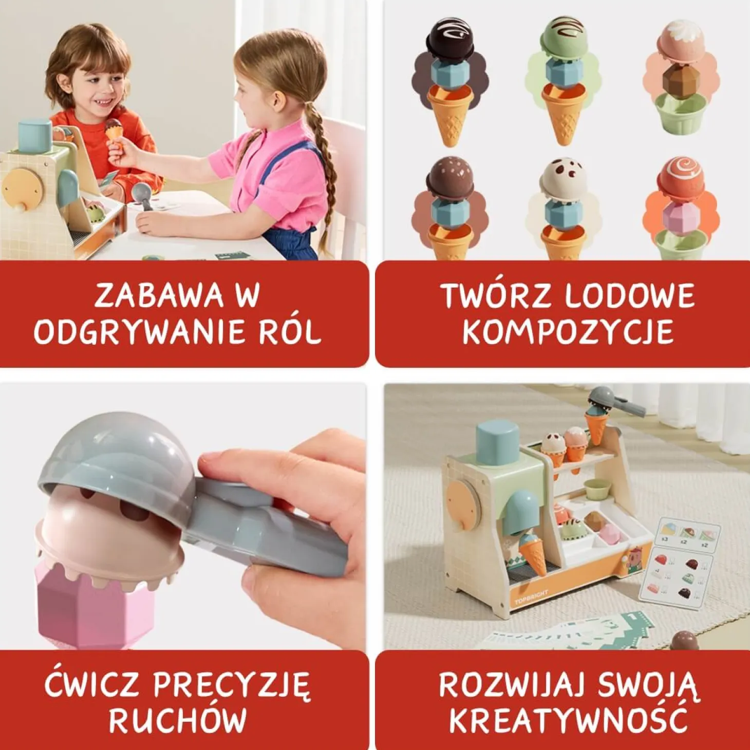 Zabawka edukacyjna duża lodziarnia 3+