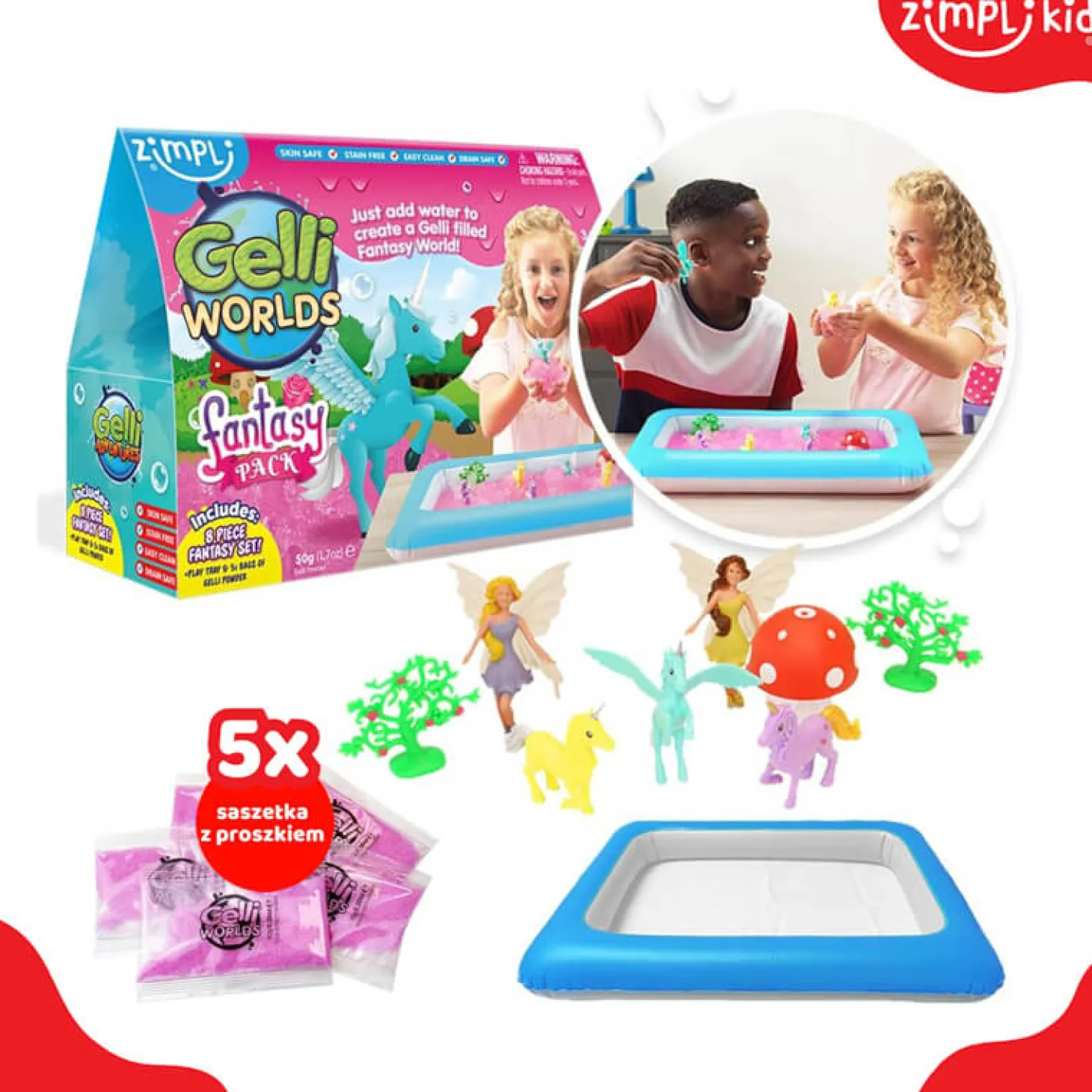 Zestaw do tworzenia gelli z figurkami i tacą Gelli Worlds Fantasy Pack 3+