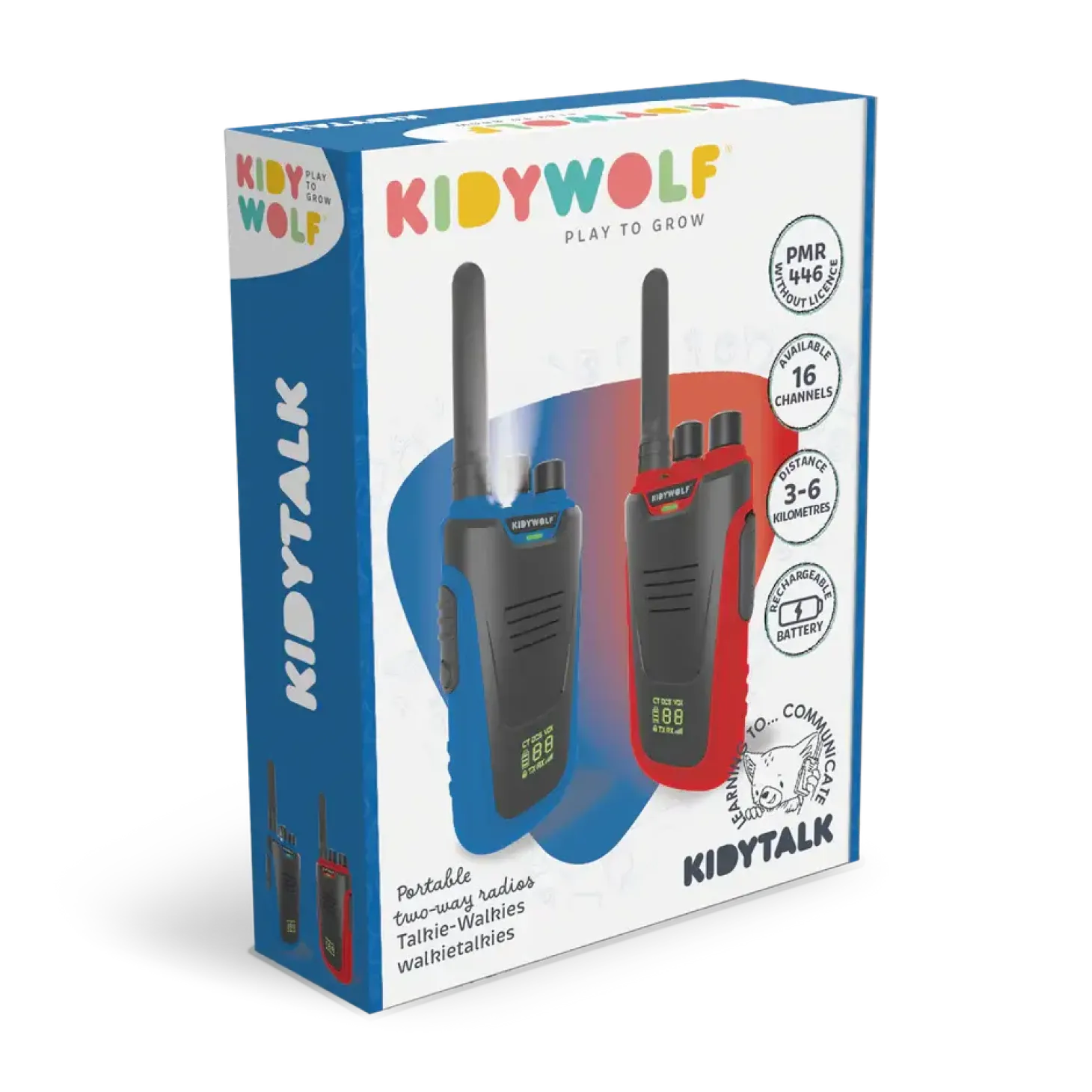 Zestaw krótkofalówek Walkie Talkie KIDYTALK - niebiesko-czerwone