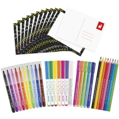 Zestaw przyborów do kolorowania kredki flamastry Coloring box 42 el. 3+