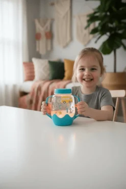 Zestaw sensoryczny DIY, świecący słoik z brokatami i figurkami Fun Fillers + naklejki gratis - ABC