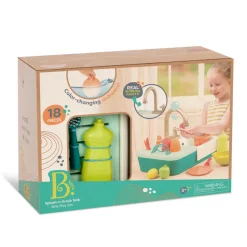 Zlewozmywak z działającym kranem i akcesoriami